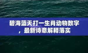 碧海蓝天打一生肖动物数字，最新诗意解释落实