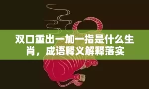 双口重出一加一指是什么生肖，成语释义解释落实