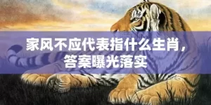 家风不应代表指什么生肖，答案曝光落实