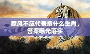 家风不应代表指什么生肖，答案曝光落实