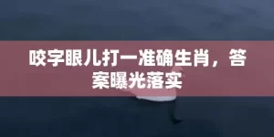 咬字眼儿打一准确生肖，答案曝光落实