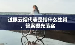 过眼云烟代表是指什么生肖，答案曝光落实