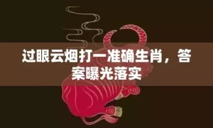 过眼云烟打一准确生肖，答案曝光落实