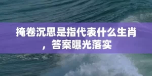 掩卷沉思是指代表什么生肖，答案曝光落实