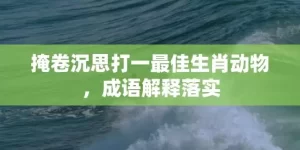 掩卷沉思打一最佳生肖动物，成语解释落实