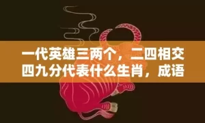 一代英雄三两个，二四相交四九分代表什么生肖，成语解释落实