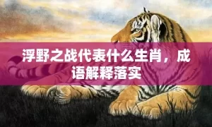 浮野之战代表什么生肖，成语解释落实