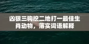 凶狠三狗挖二地打一最佳生肖动物，落实词语解释