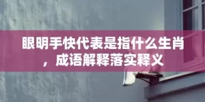 眼明手快代表是指什么生肖，成语解释落实释义