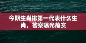 今期生肖排第一代表什么生肖，答案曝光落实