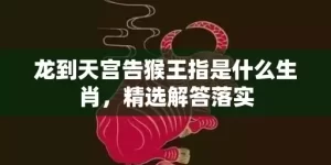 龙到天宫告猴王指是什么生肖，精选解答落实