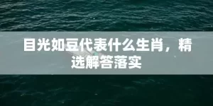 目光如豆代表什么生肖，精选解答落实