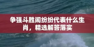 争强斗胜闹纷纷代表什么生肖，精选解答落实