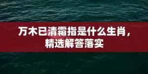 万木已清霜指是什么生肖，精选解答落实