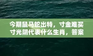 今期鼠马蛇出特，寸金难买寸光阴代表什么生肖，答案曝光落实