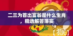 二三为首出富翁是什么生肖，精选解答落实