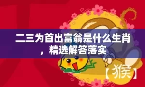 二三为首出富翁是什么生肖，精选解答落实