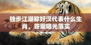 独步江湖称好汉代表什么生肖，答案曝光落实