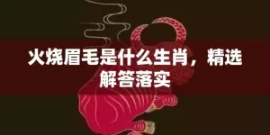 火烧眉毛是什么生肖，精选解答落实