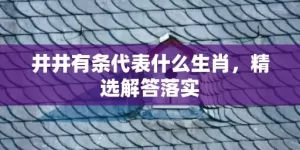 井井有条代表什么生肖，精选解答落实