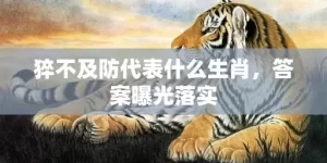 猝不及防代表什么生肖，答案曝光落实