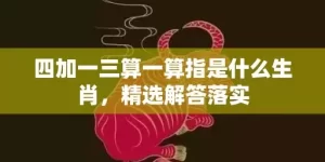 四加一三算一算指是什么生肖，精选解答落实