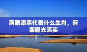 两眼漆黑代表什么生肖，答案曝光落实