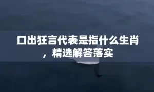 口出狂言代表是指什么生肖，精选解答落实