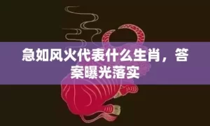 急如风火代表什么生肖，答案曝光落实