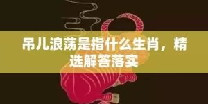 吊儿浪荡是指什么生肖，精选解答落实