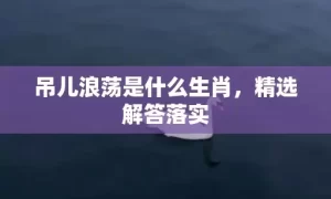 吊儿浪荡是什么生肖，精选解答落实