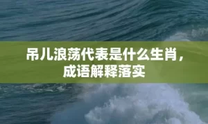 吊儿浪荡代表是什么生肖，成语解释落实