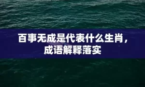 百事无成是代表什么生肖，成语解释落实