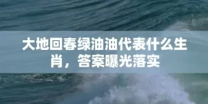 大地回春绿油油代表什么生肖，答案曝光落实