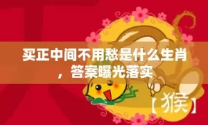 买正中间不用愁是什么生肖，答案曝光落实