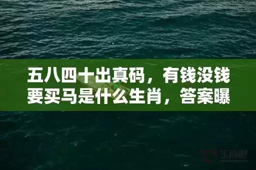 五八四十出真码，有钱没钱要买马是什么生肖，答案曝光落实