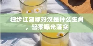 独步江湖称好汉是什么生肖，答案曝光落实