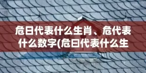 危日代表什么生肖、危代表什么数字(危曰代表什么生肖)