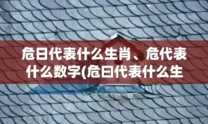 危日代表什么生肖、危代表什么数字(危曰代表什么生肖)