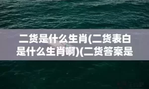 二货是什么生肖(二货表白是什么生肖啊)(二货答案是什么生肖)