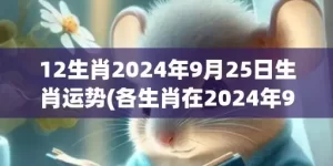 12生肖2024年9月25日生肖运势(各生肖在2024年9月25号运势)(12生肖2024年运程及每月运势)