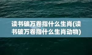 读书破万卷指什么生肖(读书破万卷指什么生肖动物)(读书破万卷的万卷指什么)