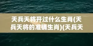 天兵天将开过什么生肖(天兵天将的准确生肖)(天兵天将开过什么生肖)