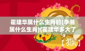 霍建华属什么生肖的(李湘属什么生肖)(霍建华多大了年龄属什么)