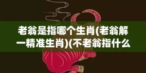 老翁是指哪个生肖(老翁解一精准生肖)(不老翁指什么生肖)