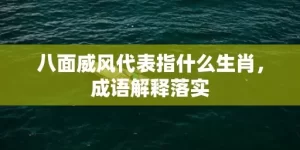 八面威风代表指什么生肖，成语解释落实