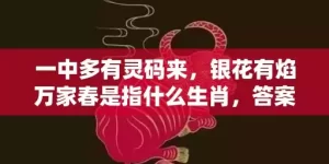 一中多有灵码来，银花有焰万家春是指什么生肖，答案解释落实