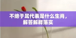 不绝于耳代表是什么生肖，解答解释落实