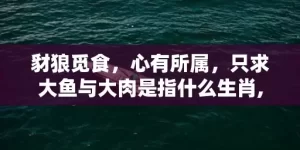 豺狼觅食，心有所属，只求大鱼与大肉是指什么生肖,答案曝光落实