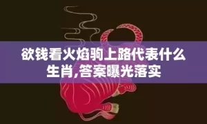 欲钱看火焰驹上路代表什么生肖,答案曝光落实